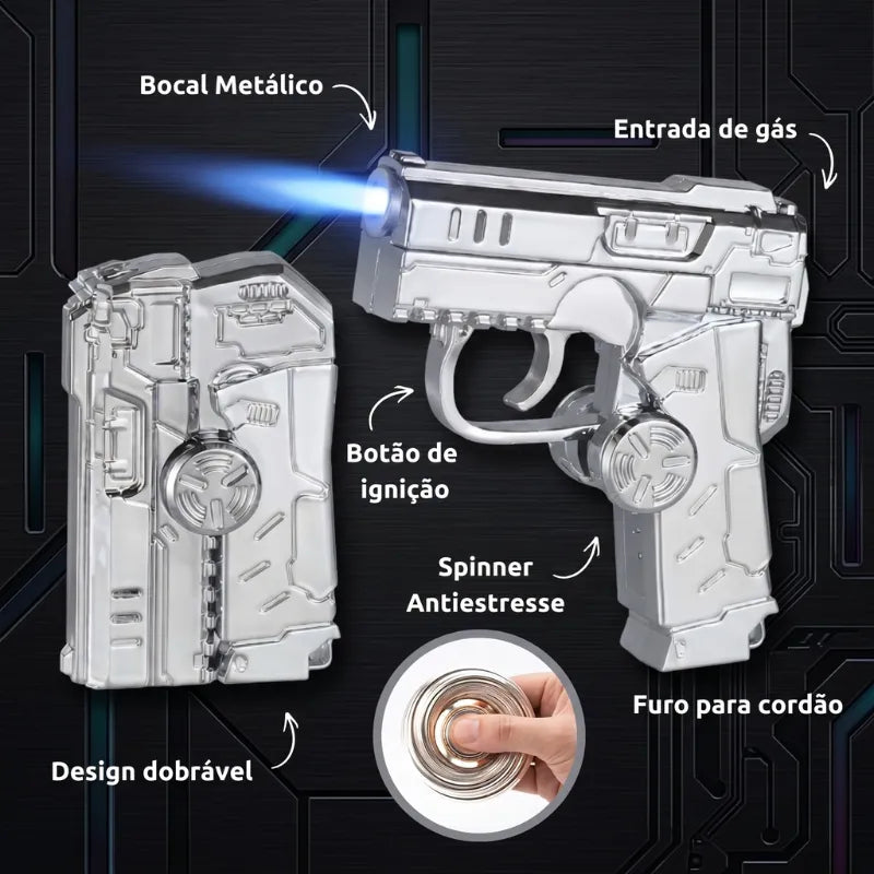 Isqueiro Maçarico Dobrável Fidget Spinner Recarregável