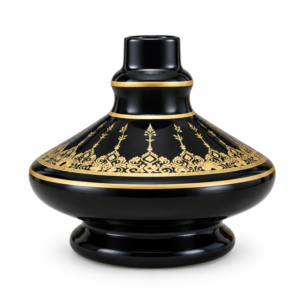 Vaso Jarro Base Narguile Hookah Monster Arab Detalhe Dourado