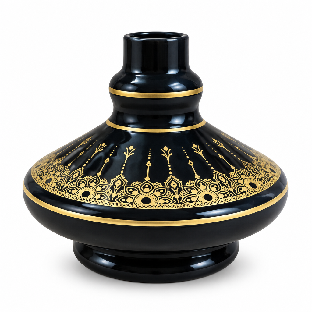 Vaso Jarro Base Narguile Hookah Monster Arab Detalhe Dourado