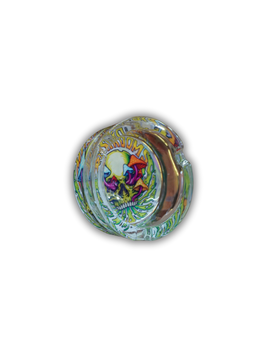 Cinzeiro de vidro estampado redondo