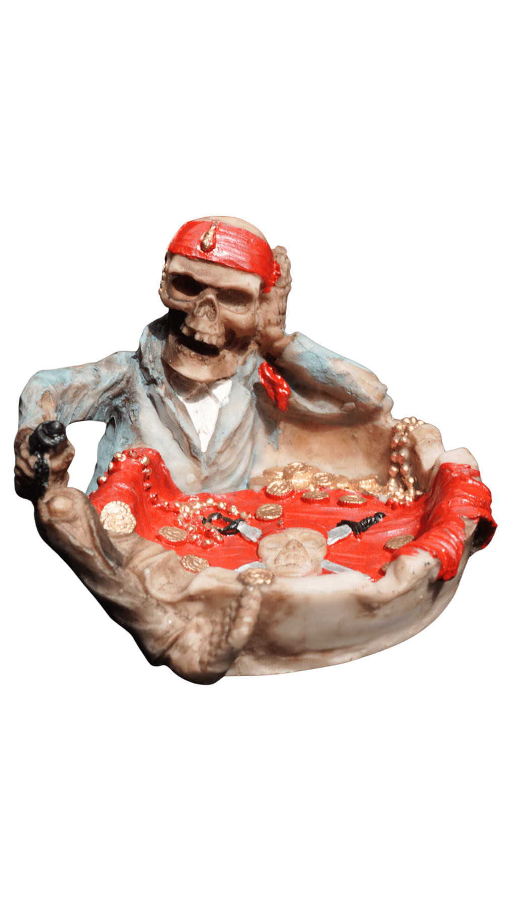 Cinzeiro caveira pirata em resina