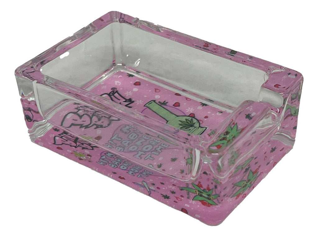 Cinzeiro De Vidro Baked Bunny Retangular Rosa