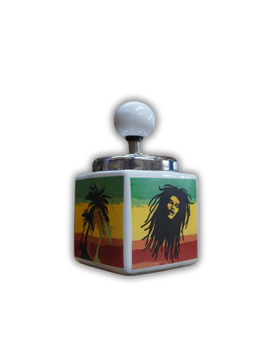 Cinzeiro de cerâmica com tampa giratória reggae