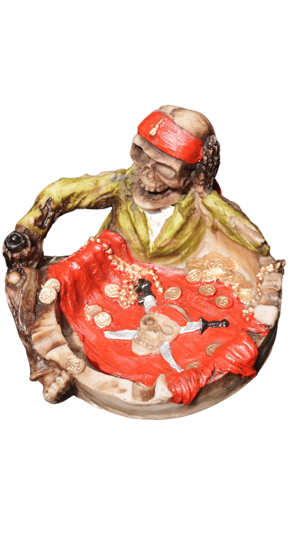 Cinzeiro caveira pirata em resina