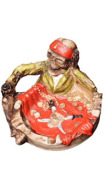 Cinzeiro caveira pirata em resina