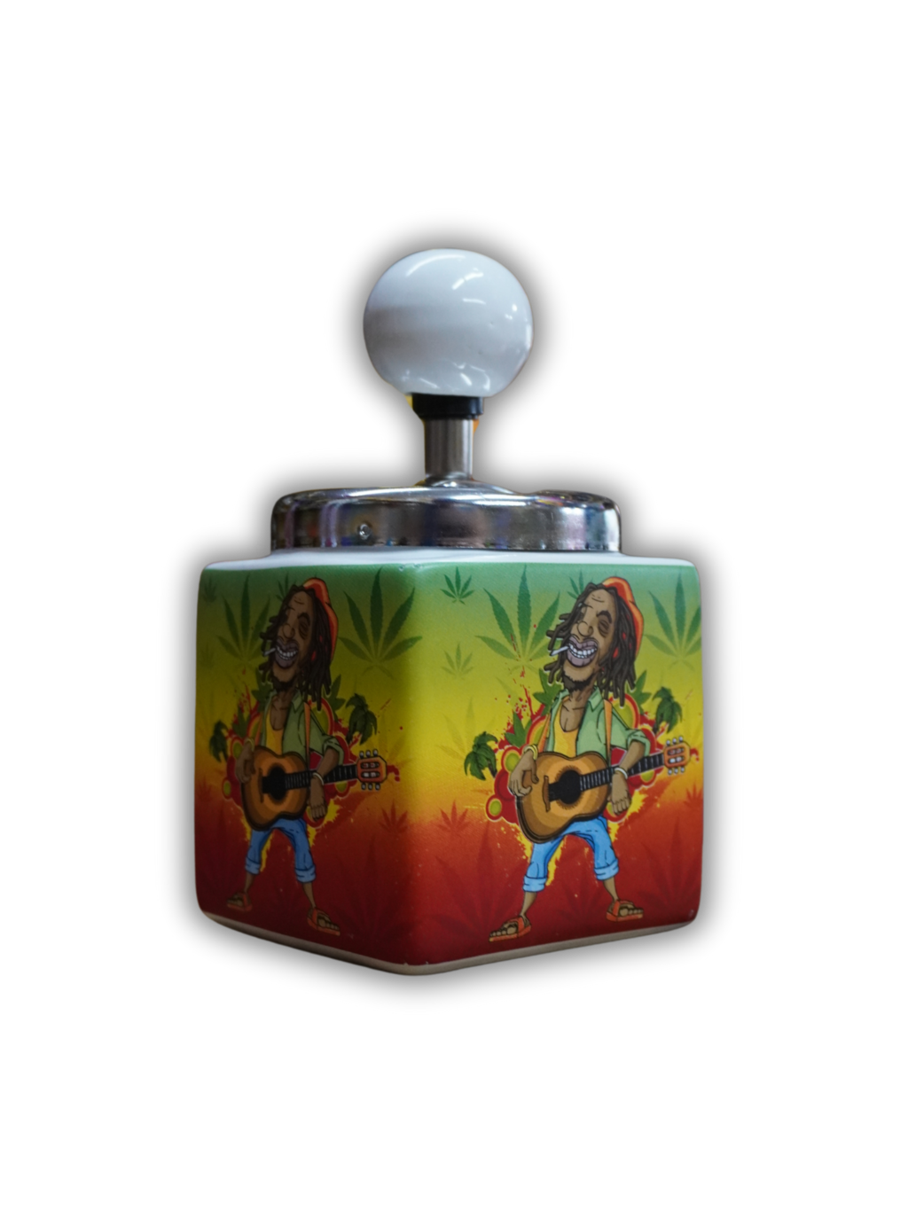 Cinzeiro de cerâmica com tampa giratória reggae