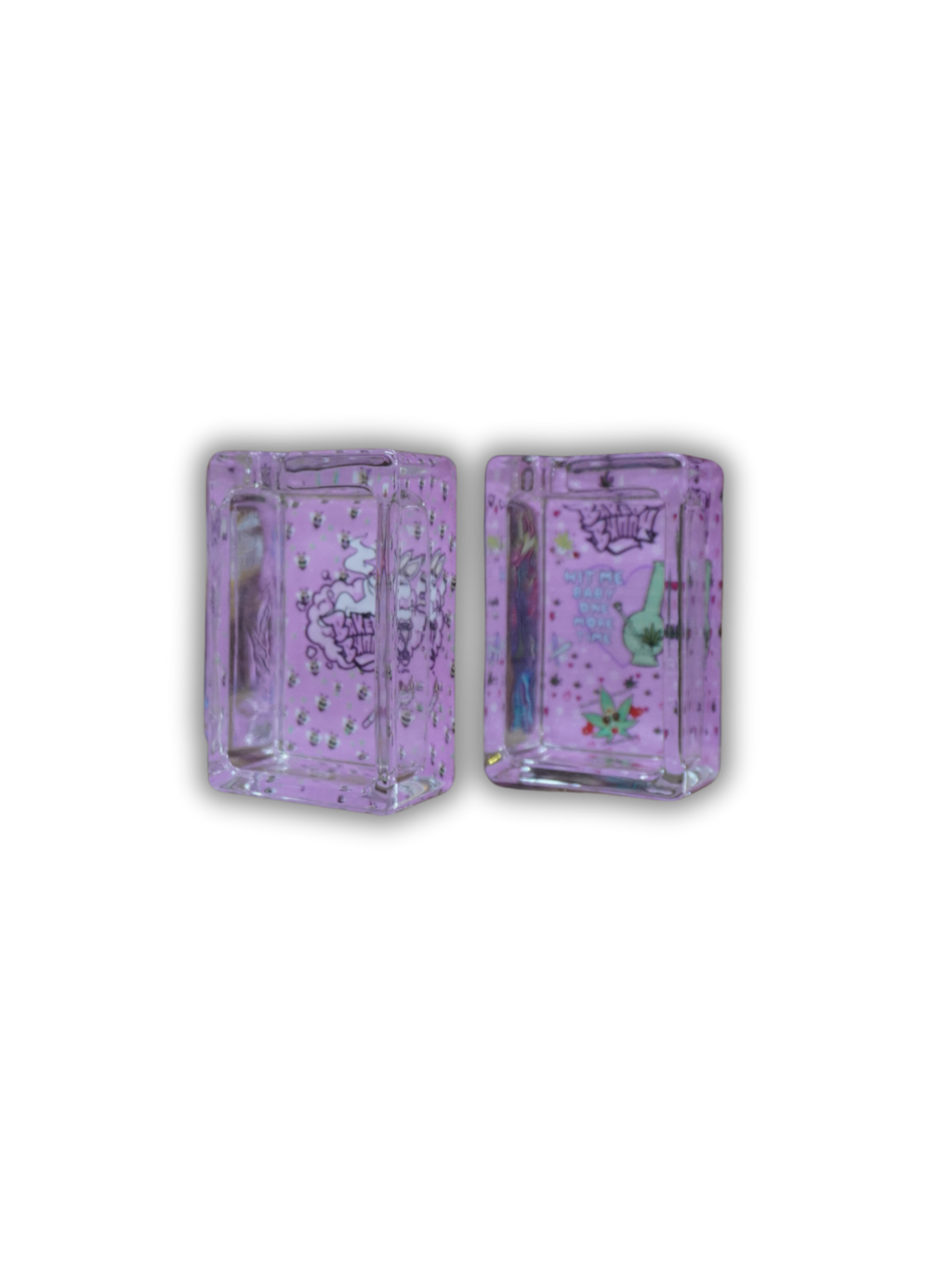 Cinzeiro De Vidro Baked Bunny Retangular Rosa