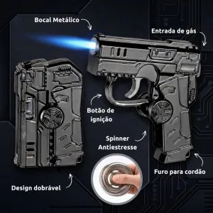 Isqueiro Maçarico Dobrável Fidget Spinner Recarregável
