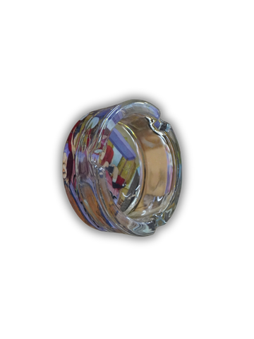 Cinzeiro de vidro estampado redondo